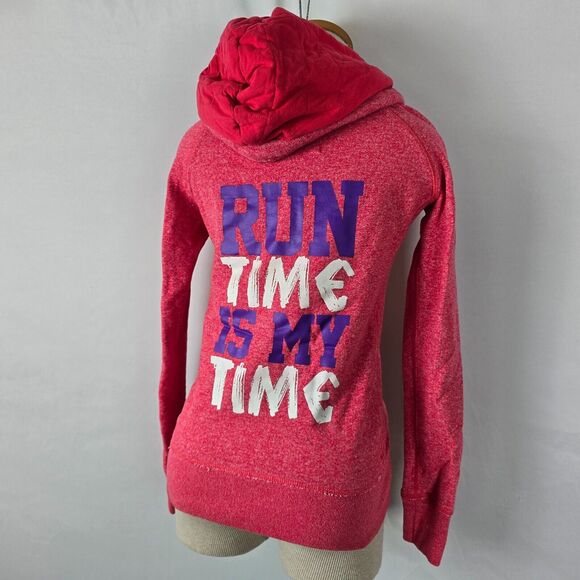 Lorna Jane Hoodie Women's XS Pink Run Time Is My Time Quarter Zip Pockets - Picture 5 of 16